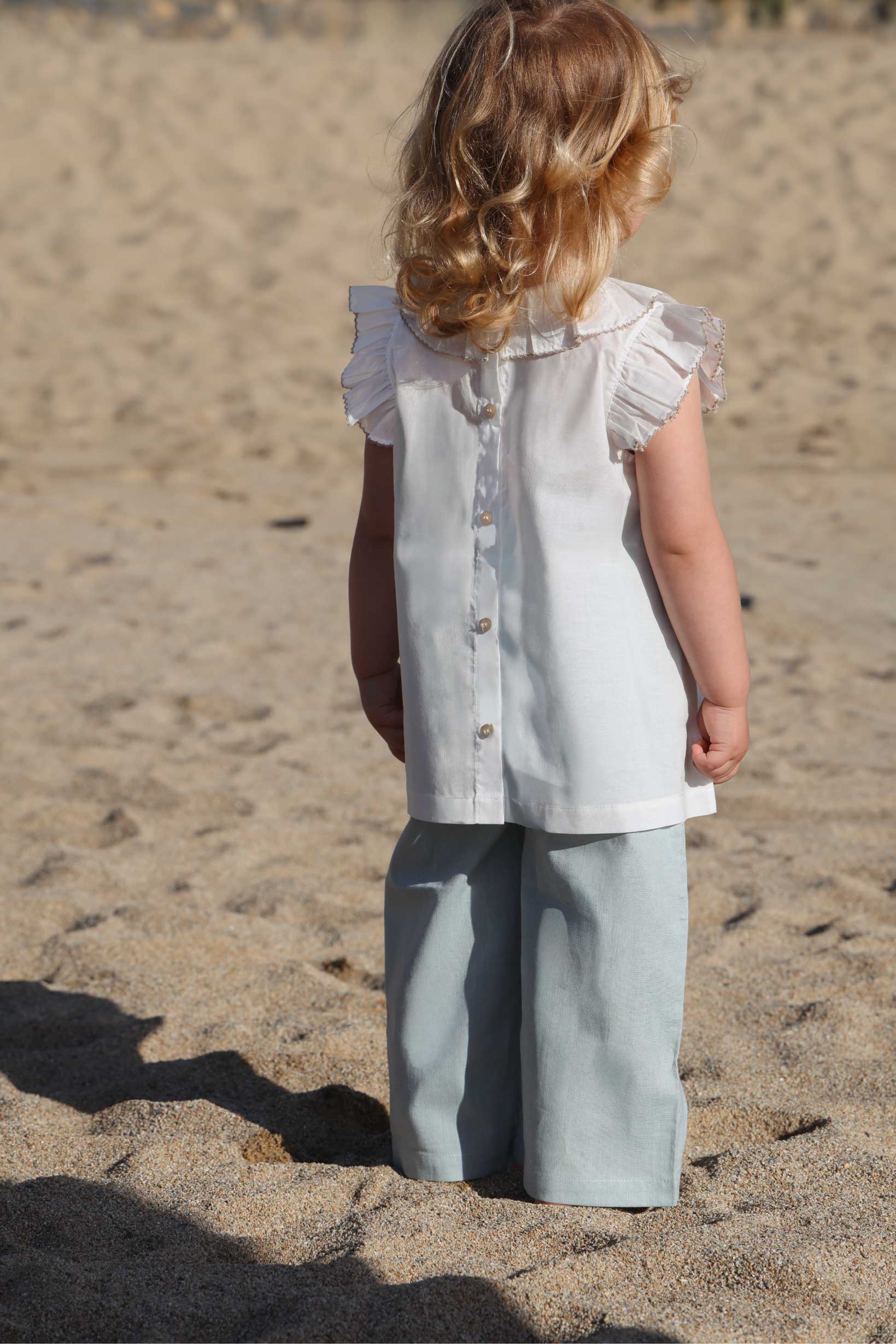 Pantalón Lino Niña - Menthe Douce