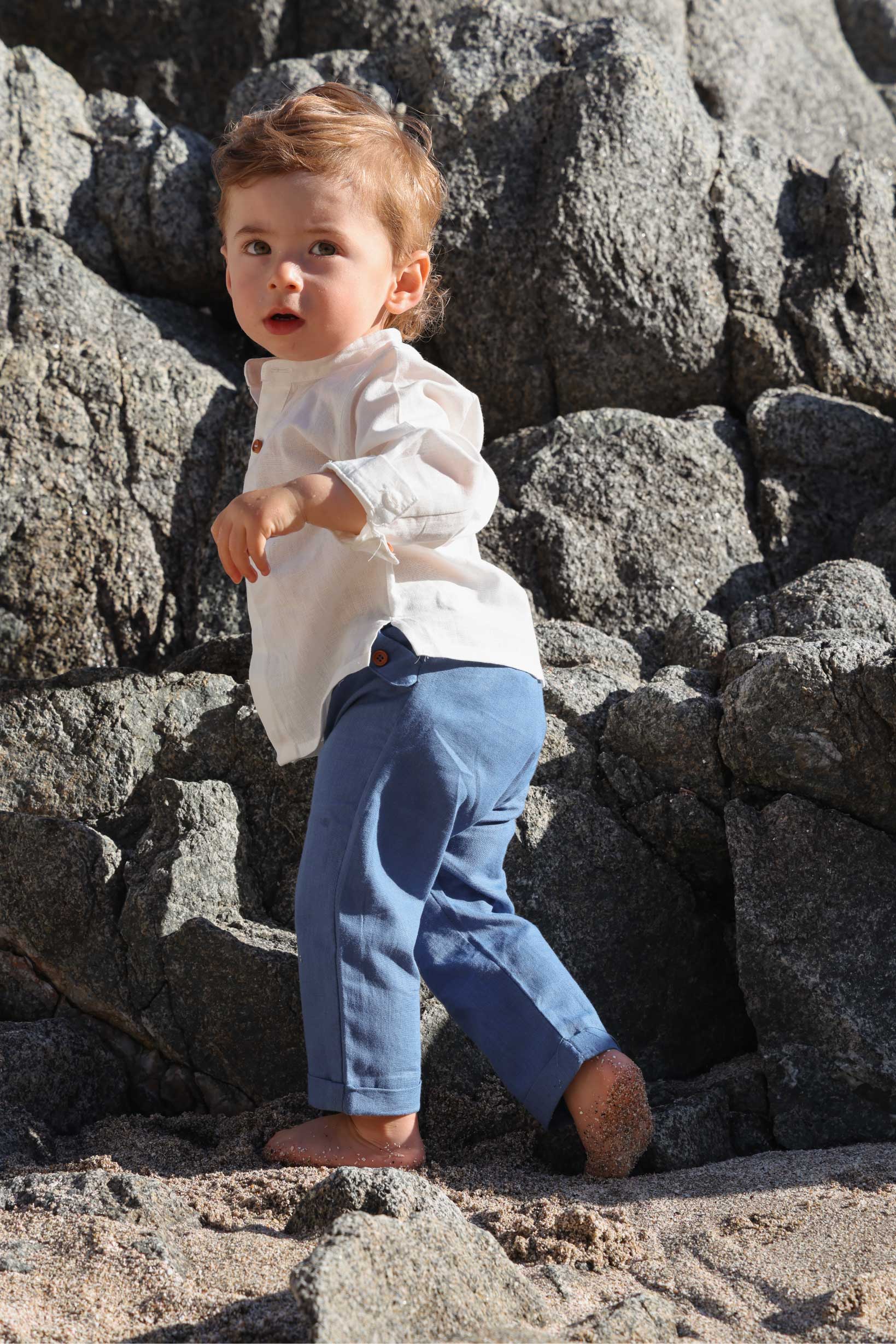 Pantalón Lino Niño - Bleu Roi