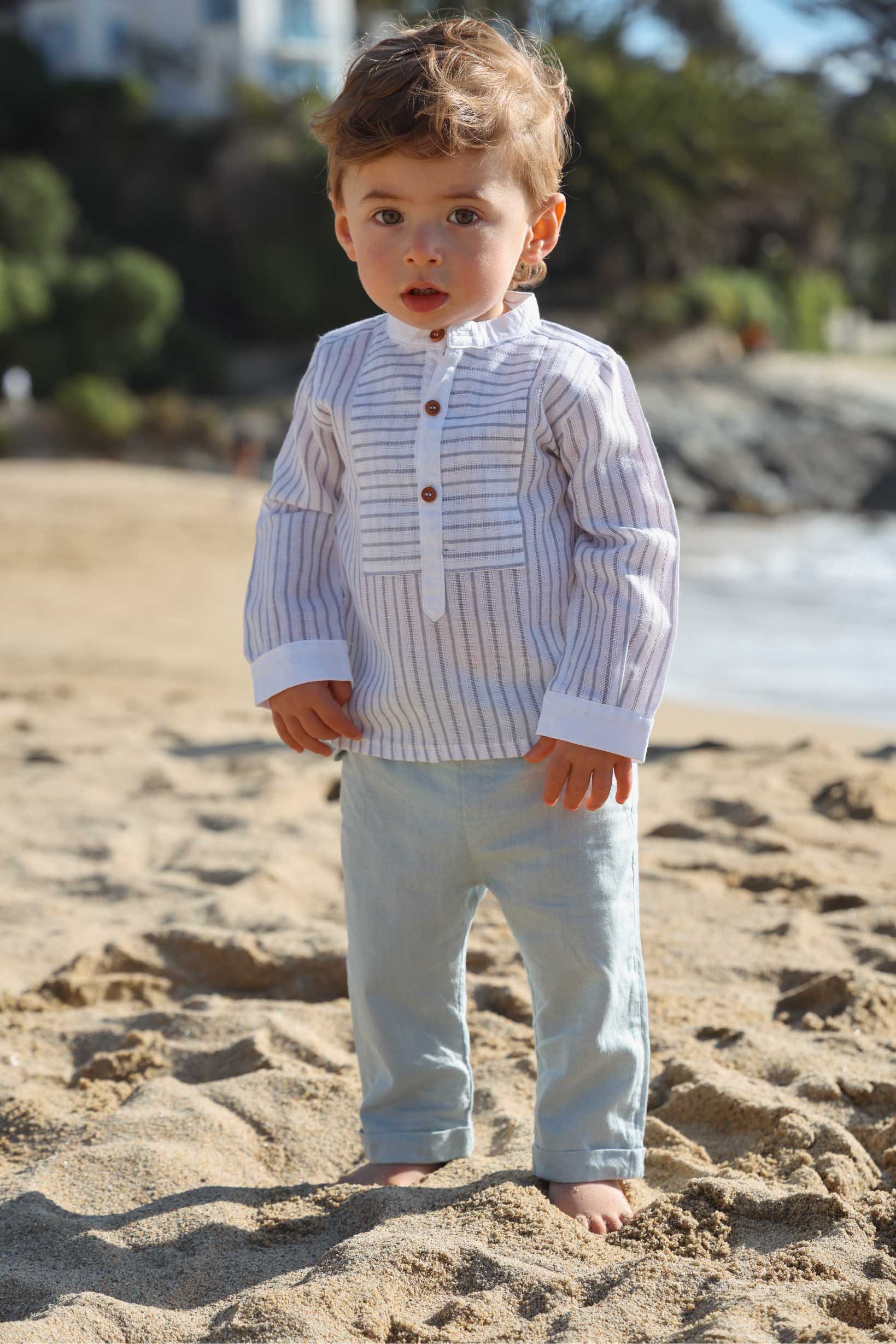 Pantalón Lino Niño - Menthe Douce