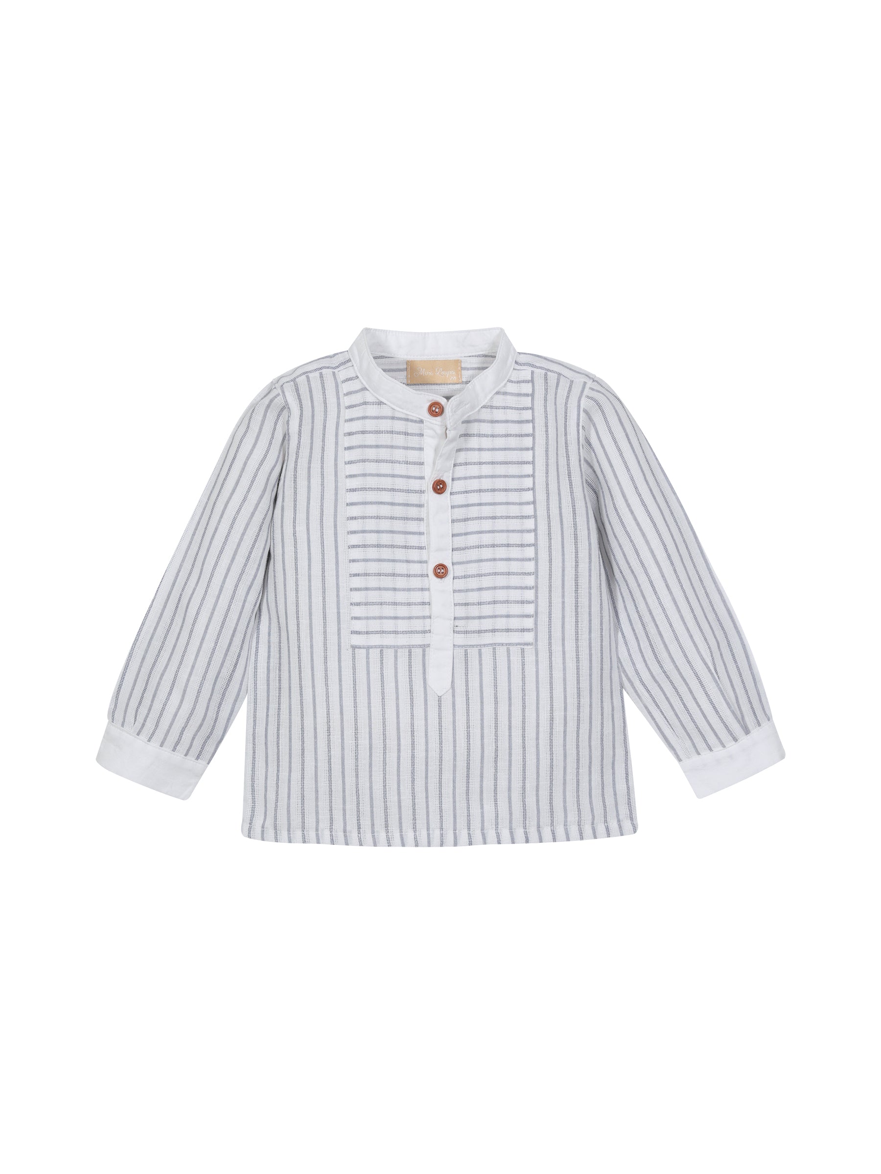 Camisa Cuello Mao - Rayée