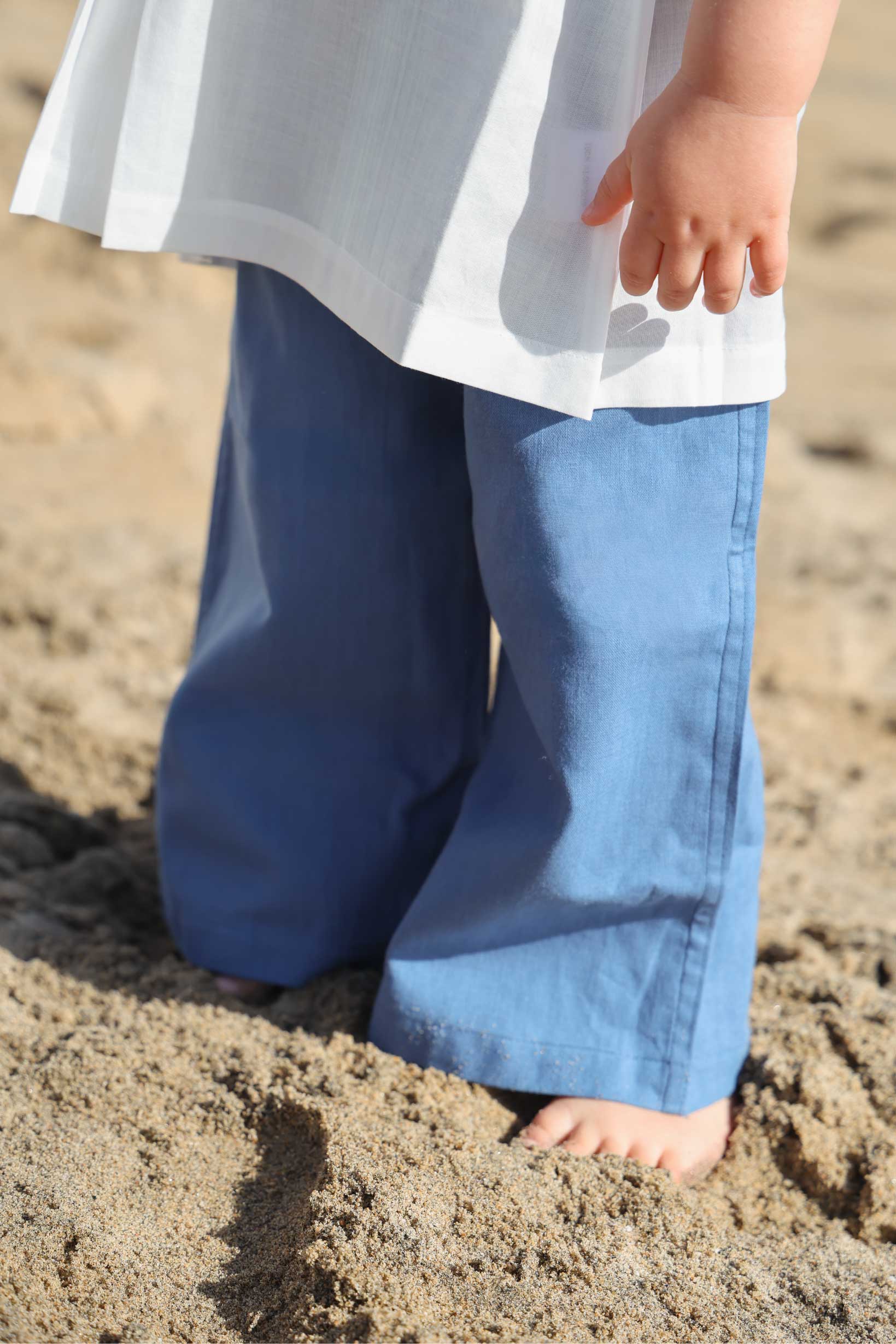 Pantalón Lino Niña - Bleu Roi