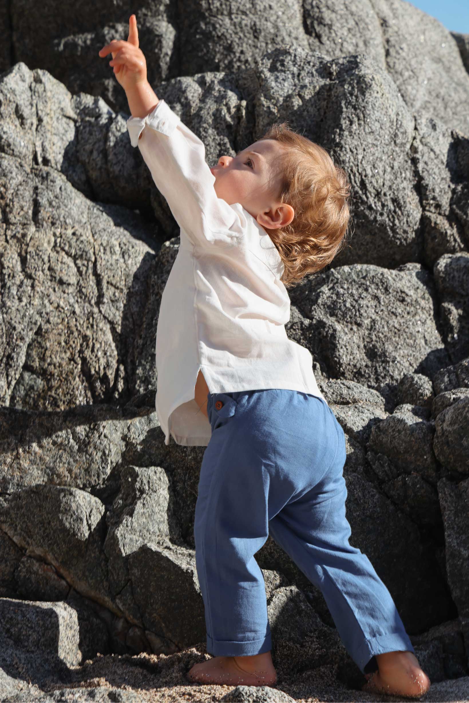 Pantalón Lino Niño - Bleu Roi