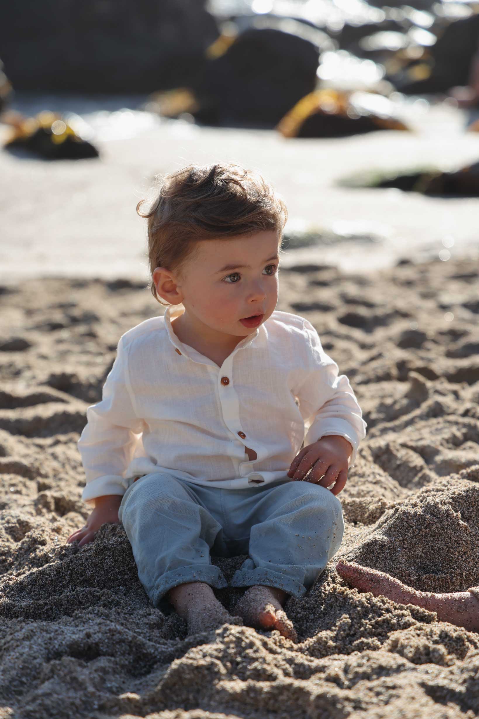 Camisa Cuello Mao - Blanche